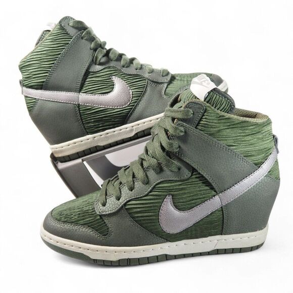 Nike Dunk Sky High 'Carbon Green Silver' Wedge Sneakers 528899-302 Women's 9
